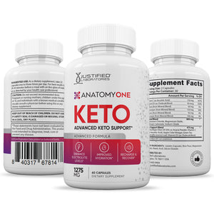 All sides of the bottle of Anatomy One Keto ACV Pills