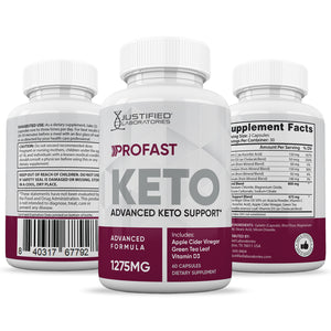 All sides of bottle of the ProFast Keto ACV Pills 1275MG