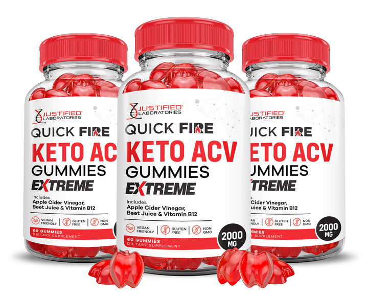 3 Bottles 2 x Stronger Quick Fire Keto ACV Gummies Extreme 2000MG