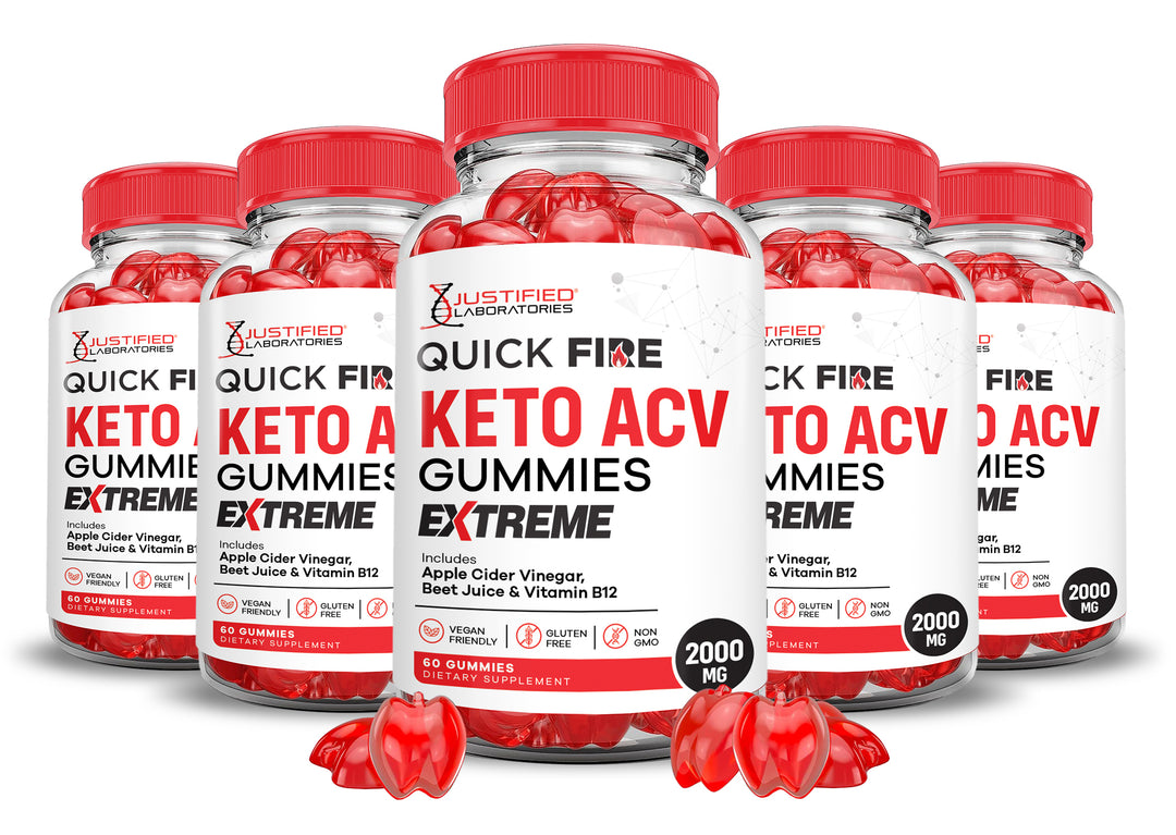 5 Bottles 2 x Stronger Quick Fire Keto ACV Gummies Extreme 2000MG