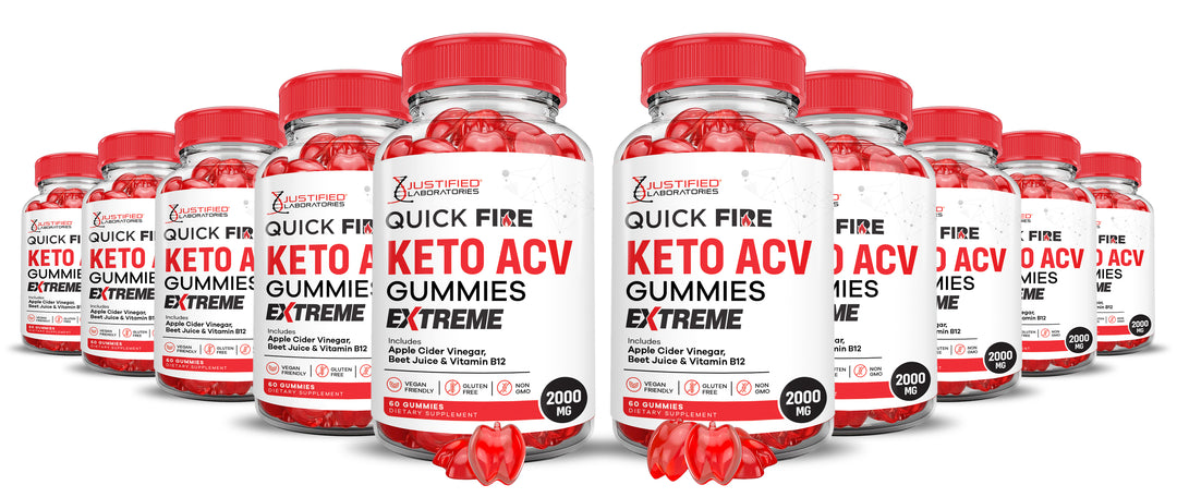 10 Bottles 2 x Stronger Quick Fire Keto ACV Gummies Extreme 2000MG