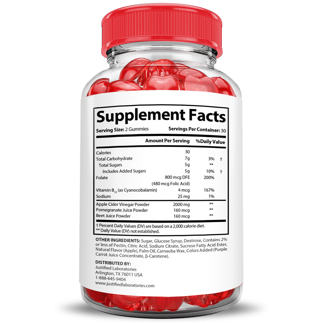 Supplement Facts 2 x Stronger Quick Fire Keto ACV Gummies Extreme 2000MG
