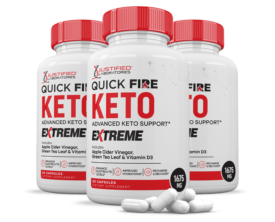 3 Bottles Quick Fire Keto ACV Extreme Pills 1675MG