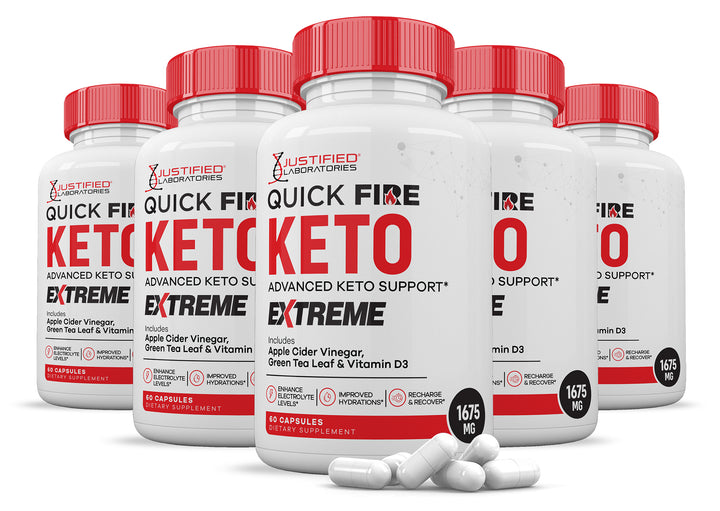 5 Bottles Quick Fire Keto ACV Extreme Pills 1675MG