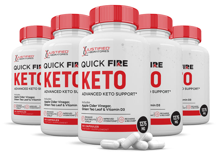 5 Bottles Quick Fire Keto ACV Pills 1275MG
