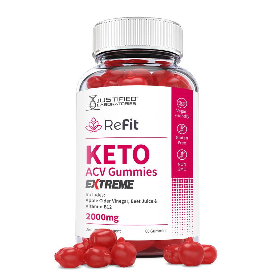 1 bottle of 2 x Stronger ReFit Keto ACV Gummies Extreme 2000mg
