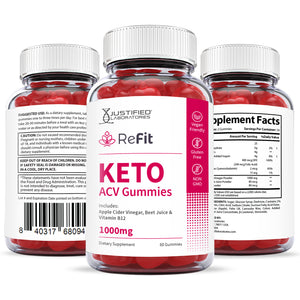 all sides of the bottle of ReFit Keto ACV Gummies 1000MG
