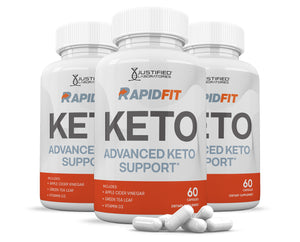 3 bottles of Rapid Fit Keto ACV Pills 1275MG