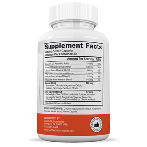 Supplement Facts of Rapid Fit Keto ACV Pills 1275MG