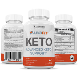 All sides of bottle of the Rapid Fit Keto ACV Pills 1275MG