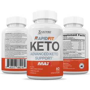 All sides of bottle of the Rapid Fit Keto ACV Max Pills 1675MG