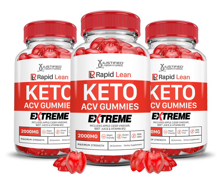 3 bottles Rapid Lean Keto ACV Gummies Extreme 2000mg