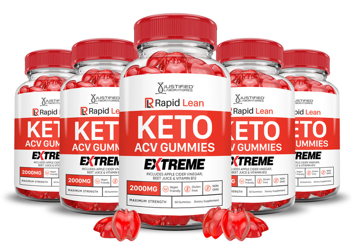 5 bottles Rapid Lean Keto ACV Gummies Extreme 2000mg