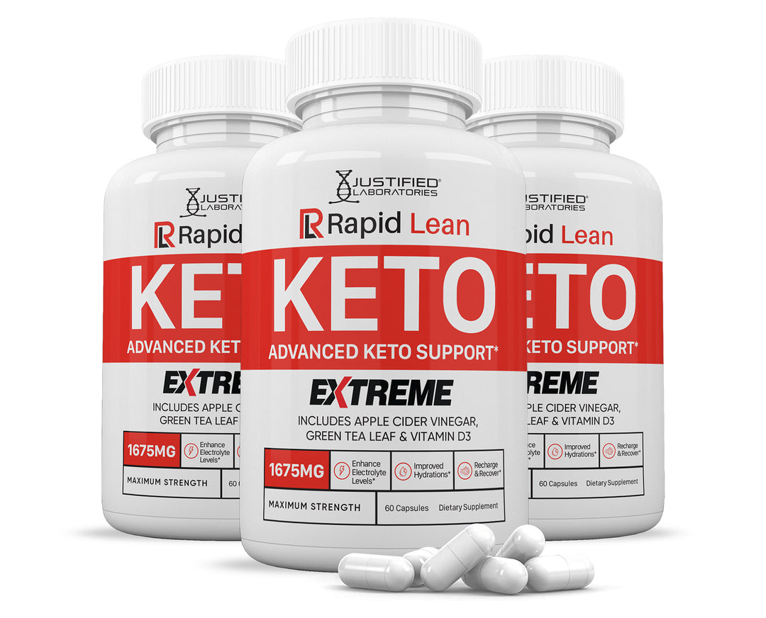 3 bottles of Rapid Lean Keto ACV Extreme Pills 1675MG