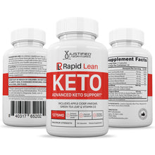 Laden Sie das Bild in den Galerie-Viewer, 3 Sides of bottle of Rapid Lean Keto ACV Pills 1275MG
