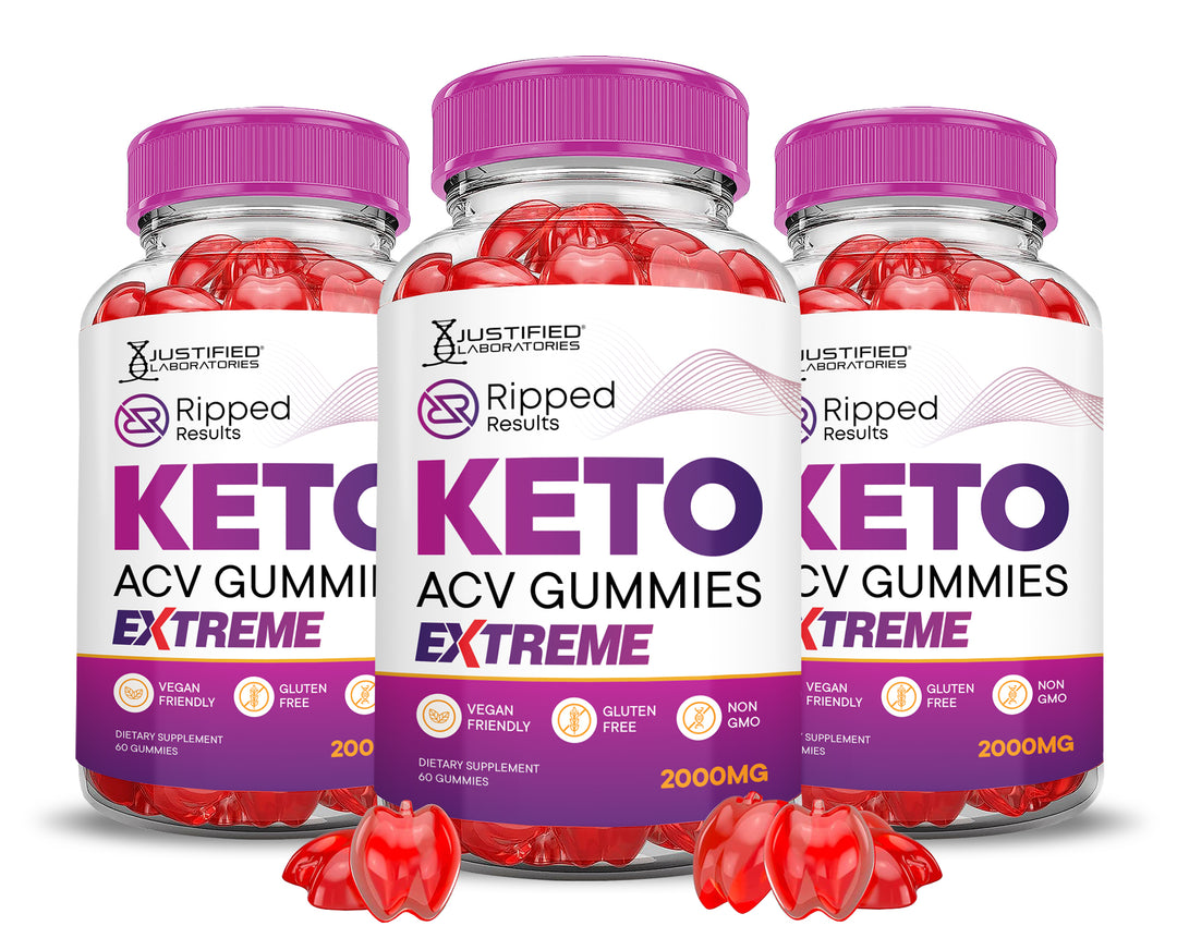 3 bottles Ripped Results Keto ACV Gummies Extreme 2000mg