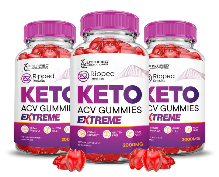 3 bottles Ripped Results Keto ACV Gummies Extreme 2000mg