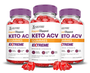 3 bottles Rapid Ripped Keto ACV Gummies Extreme 2000mg