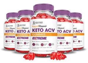 5 bottles Rapid Ripped Keto ACV Gummies Extreme 2000mg