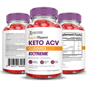 3 Sided of Bottle of Rapid Ripped Keto ACV Gummies Extreme 2000mg