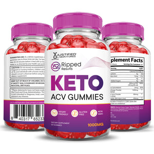 3 Sided of Bottle of Ripped Results Keto ACV Gummies 1000MG