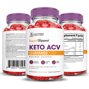 3 Sided of Bottle of Rapid Ripped Keto ACV Gummies 1000MG