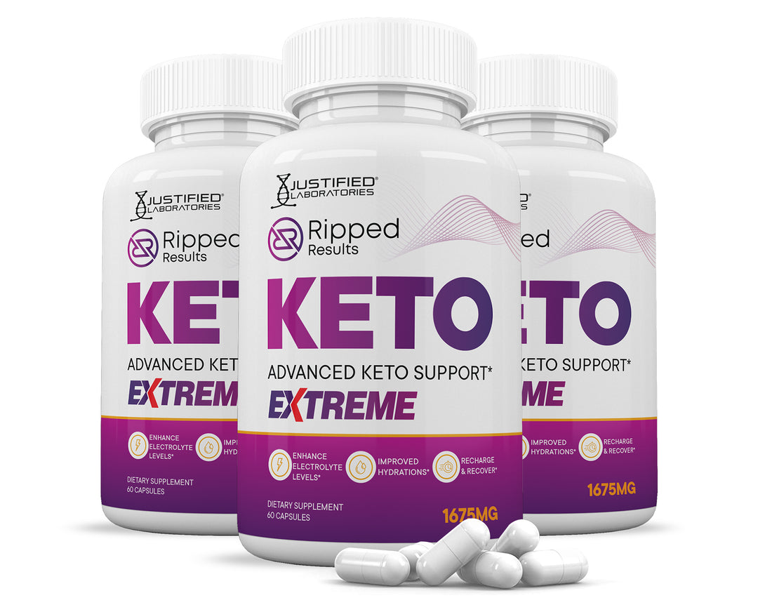 3 bottles of Ripped Results Keto ACV Extreme Pills 1675MG