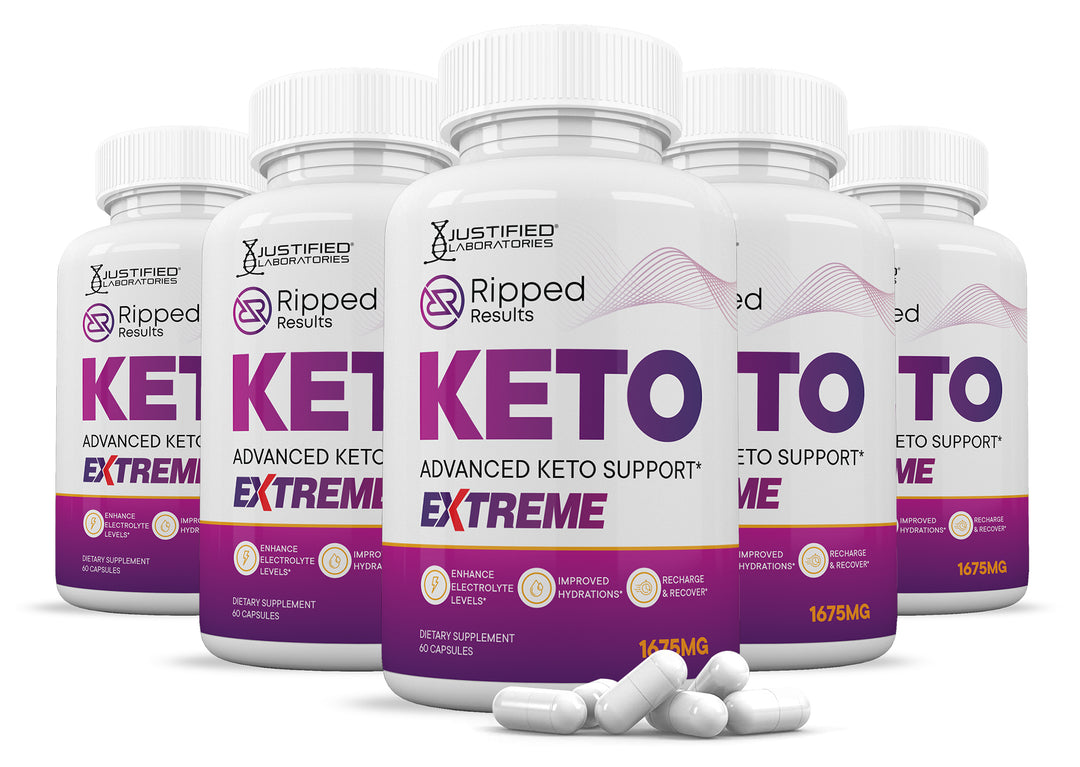 5 Bottles of Ripped Results Keto ACV Extreme Pills 1675MG