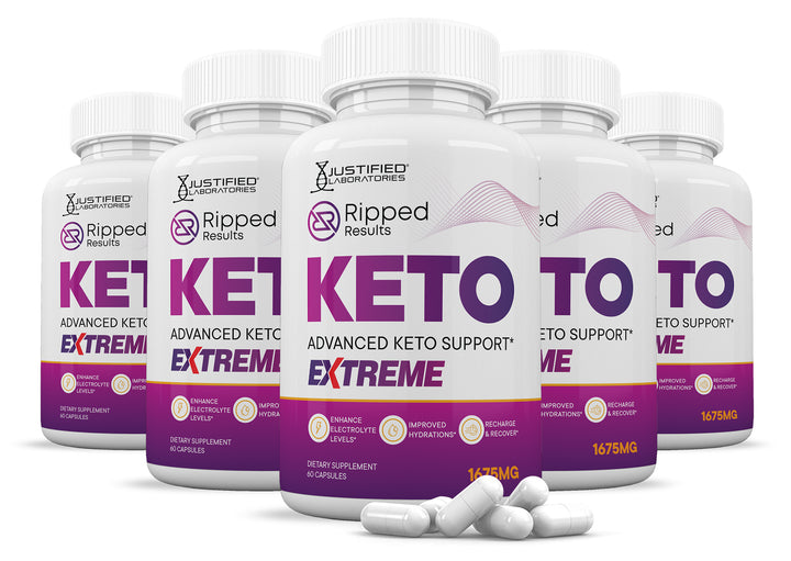 5 Bottles of Ripped Results Keto ACV Extreme Pills 1675MG