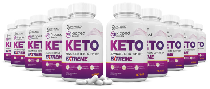 10 Bottles of Ripped Results Keto ACV Extreme Pills 1675MG