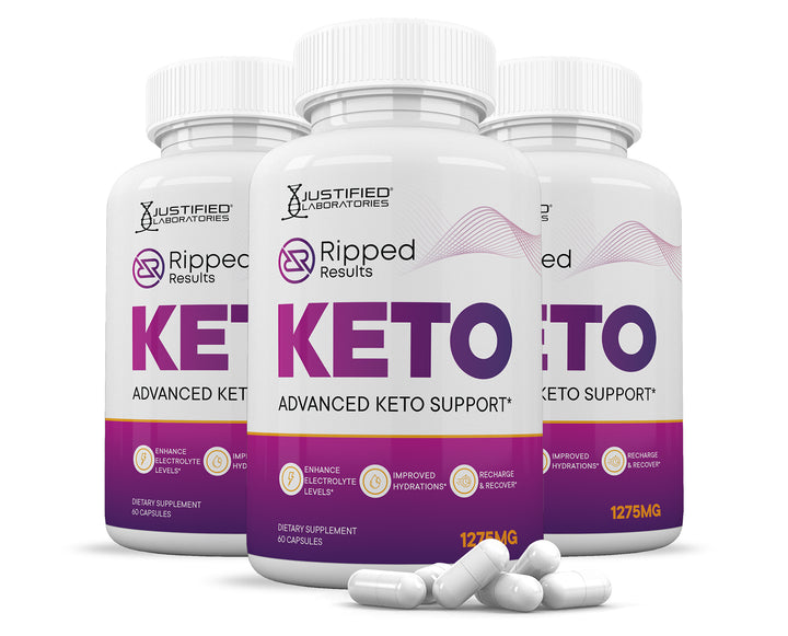 3 Bottles of Ripped Results Keto ACV Pills 1275MG