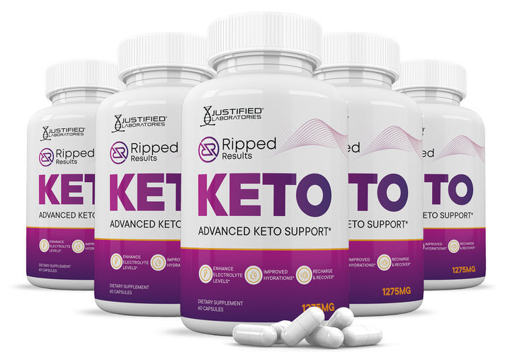 5 Bottles of Ripped Results Keto ACV Pills 1275MG