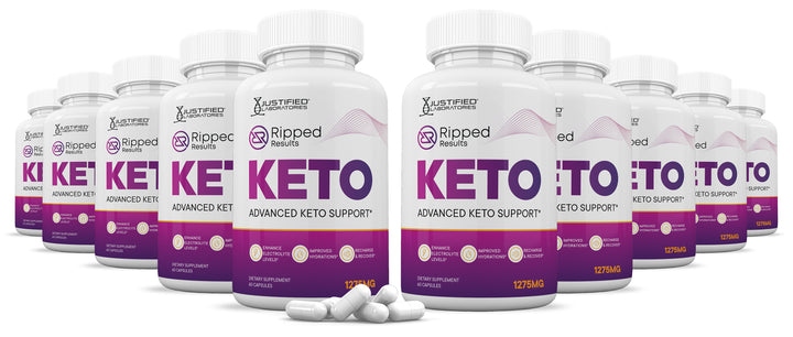 10 Bottles of Ripped Results Keto ACV Pills 1275MG