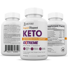 Load image into Gallery viewer, 3 Sides of Bottles of Rapid Ripped Keto ACV Extreme Pills 1675MG