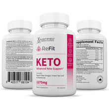 Load image into Gallery viewer, all sides of the bottle of ReFit Keto ACV Pills