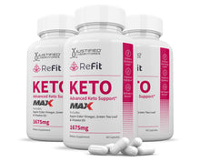 Load image into Gallery viewer, 3 bottles of ReFit Keto ACV Max Pills 1675MG