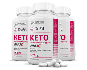 3 bottles of ReFit Keto ACV Max Pills 1675MG