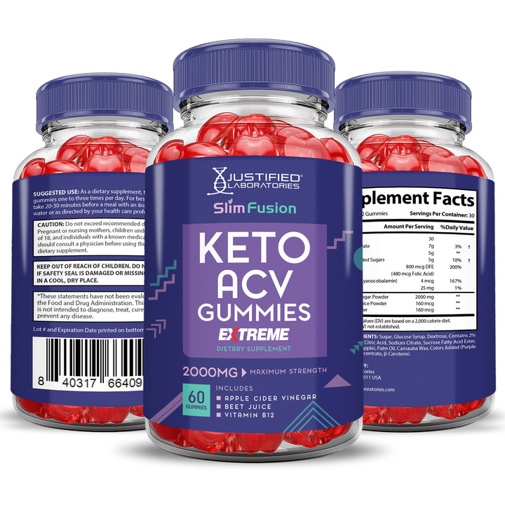 2 x Stronger Slim Fusion Keto ACV Gummies Extreme 2000mg