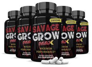 5 bottles of Savage Grow Max Men’s Health Supplement 1600mg