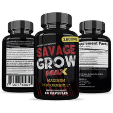 Load image into Gallery viewer, All sides of Savage Grow Max Men’s Health Supplement 1600mg
