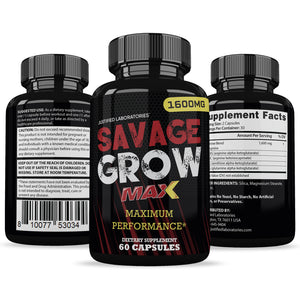 All sides of Savage Grow Max Men’s Health Supplement 1600mg