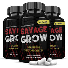 Afbeelding in Gallery-weergave laden, 3 bottles of Savage Grow Men’s Health Supplement 1484mg 