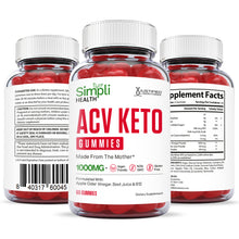 Cargar imagen en el visor de la Galería, all sides of the bottle of Simpli Health Keto ACV Gummies