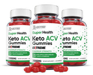 3 bottles of 2 x Stronger Extreme Super Health Keto ACV Gummies 2000mg