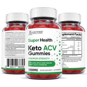 all sides of the bottle of Super Health Keto ACV Gummies