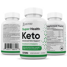 Cargar imagen en el visor de la Galería, All sides of bottle of the Super Health Keto ACV Pills 1275MG