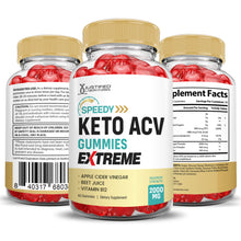 Load image into Gallery viewer, All sides of the bottle of the 2 x Stronger Extreme Speedy Keto ACV Gummies 2000mg