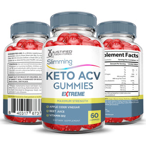 All sides of the bottle for 2 x Stronger Slimming Keto ACV Keto ACV Gummies Extreme 2000mg'