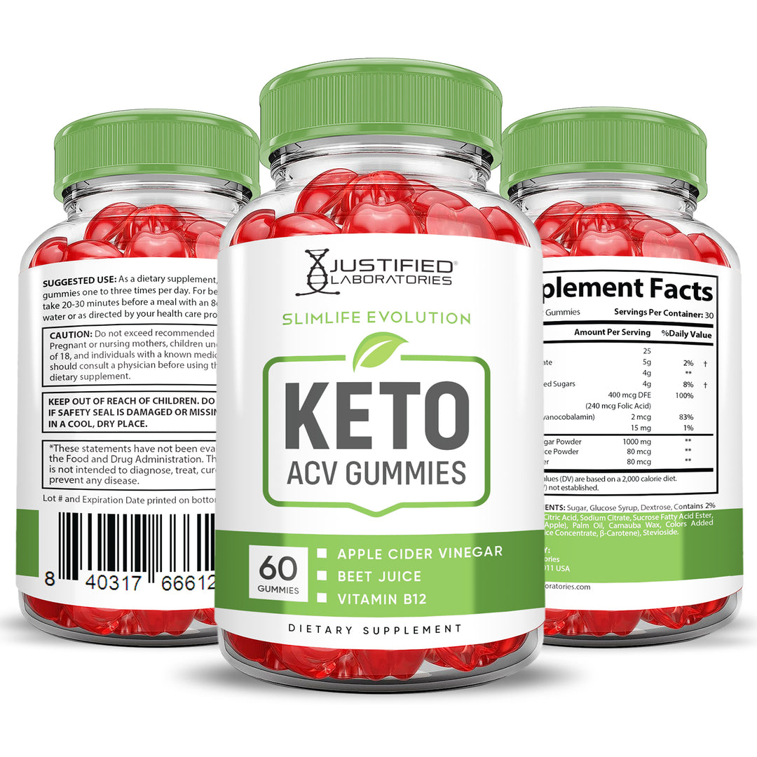 all sides of the bottle of Slimlife Evolution Keto ACV Gummies