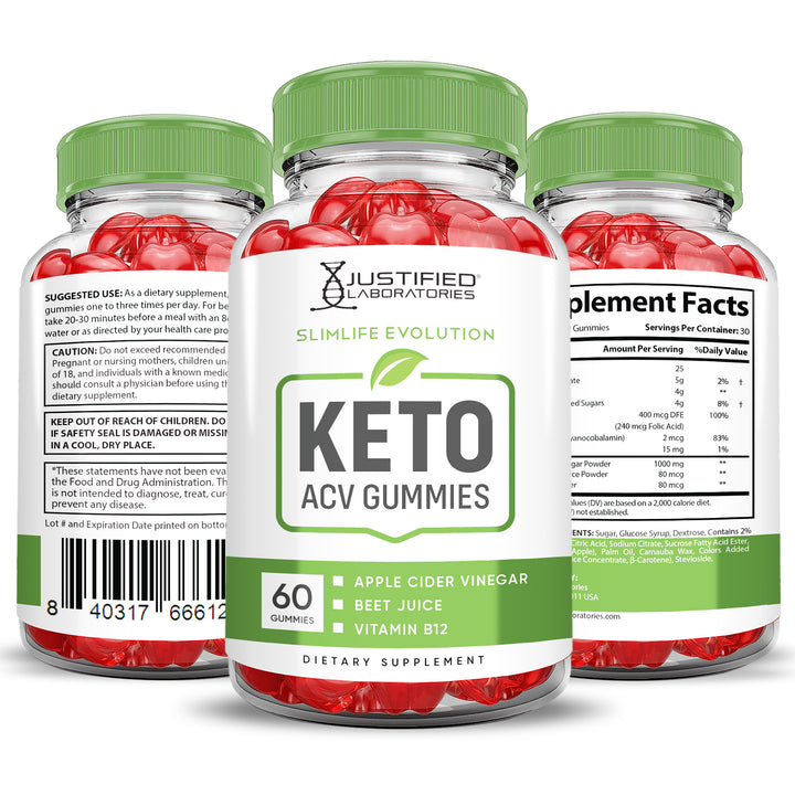 all sides of the bottle of Slimlife Evolution Keto ACV Gummies